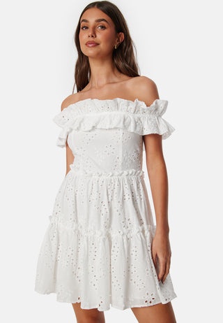 Flounce off shoulder dress