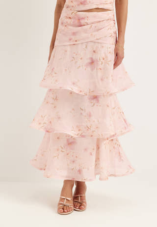 Flounce Sheer Ankle Skirt