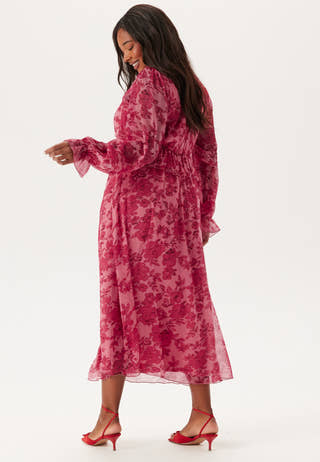 Frill L/S Chiffon Midi Dress