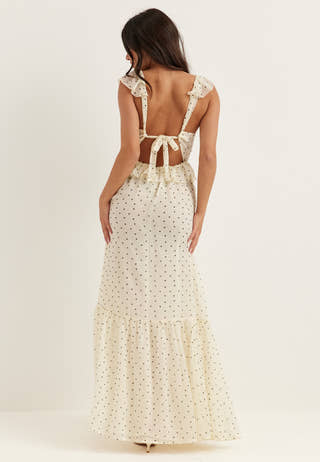 Frill Tie Back Chiffon Maxi Dress
