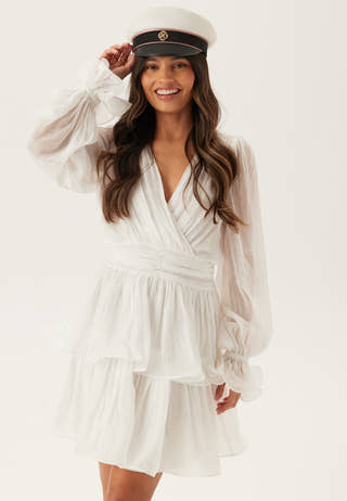 Frilled Balloon Sleeve Short Flounce Dress