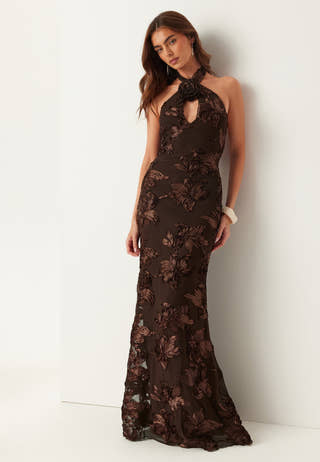 Halterneck Embroidered Gown