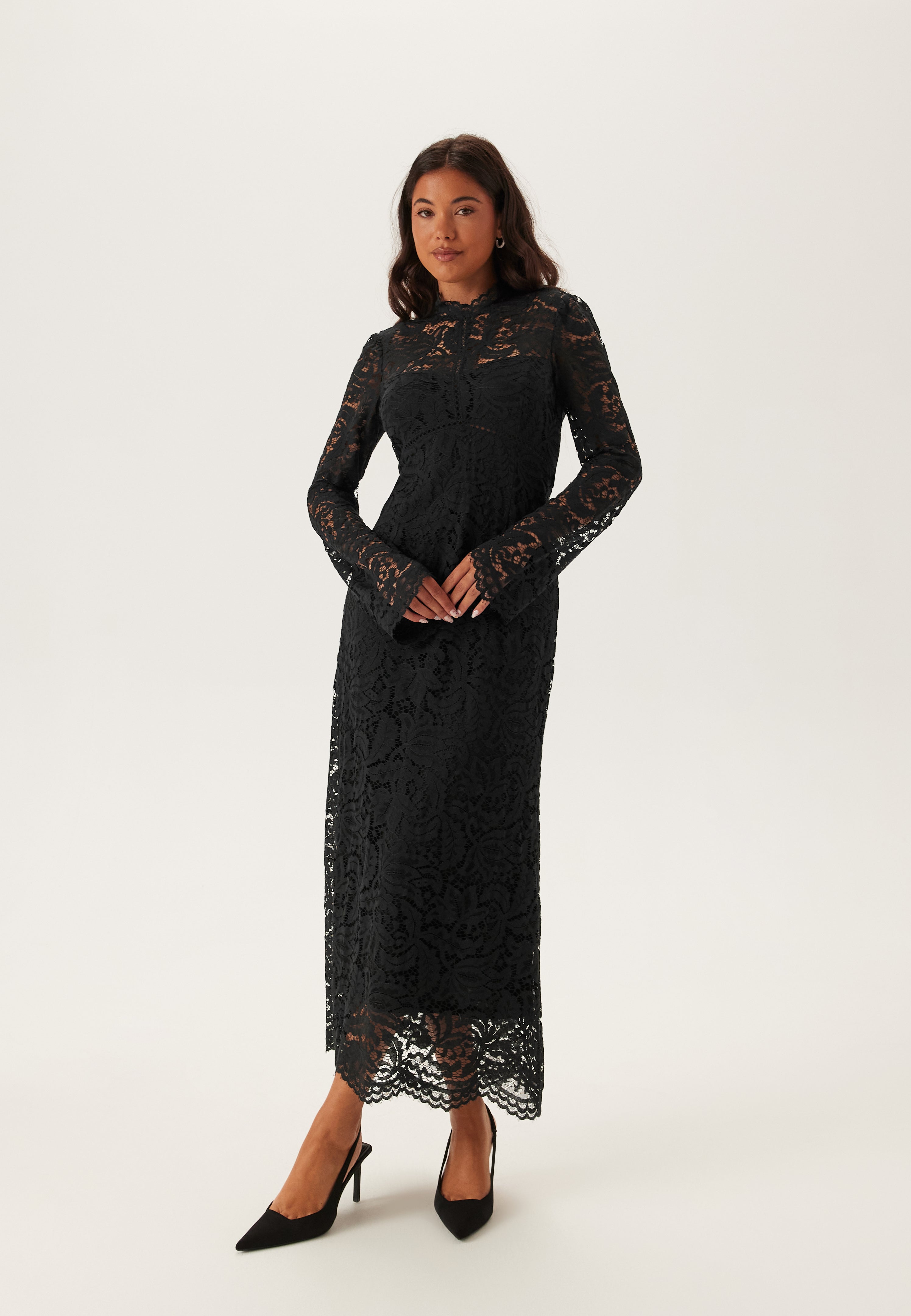 black cotton lace dress Vintage 1970s Black Cotton Lace Maxi Dress Selected by SwaneeGRACE