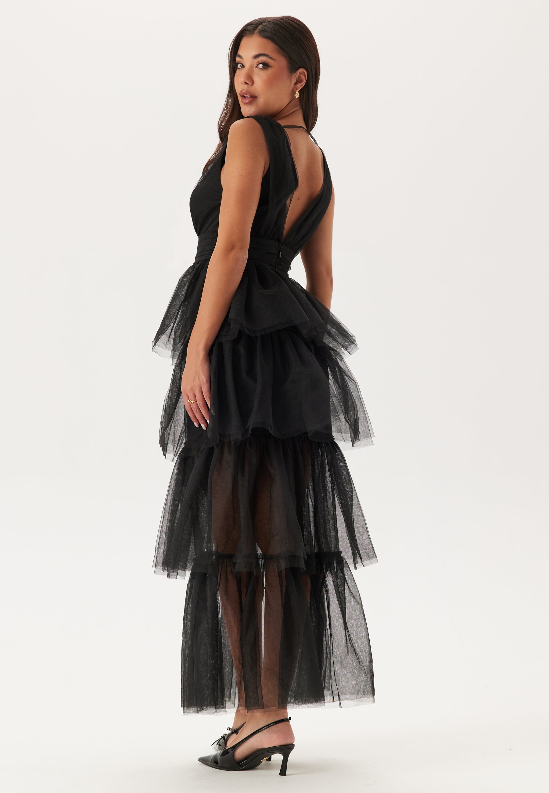 Bubbleroom occasion – High Slit Tulle Maxi Dress – Black – Black Bubbleroom occasion – High Slit Tulle Maxi Dress – Black – Black