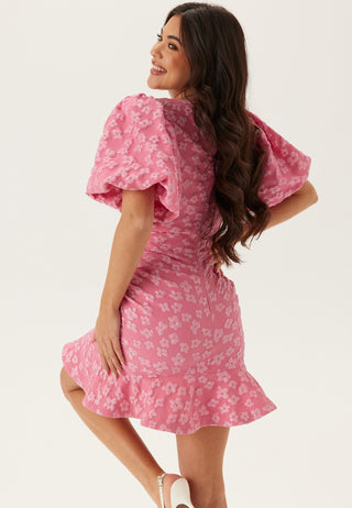 Jacquard Flounce Short Dress