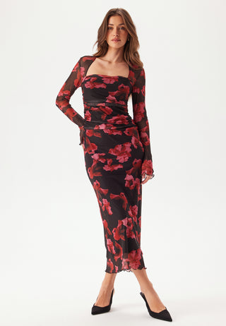 bubbleroom-occasion-mesh-ruched-ankle-dress-blackfloral