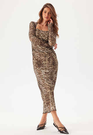 Mesh Ruched Ankle Dress