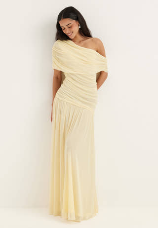 Off Shoulder Mesh Maxi Dress