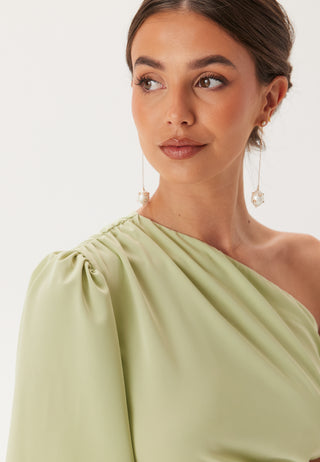 Ruched One Shoulder Midi Dress