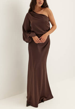 One Shoulder Satin Gown