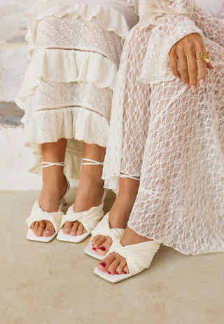 Pleated Front Heeled Sandal