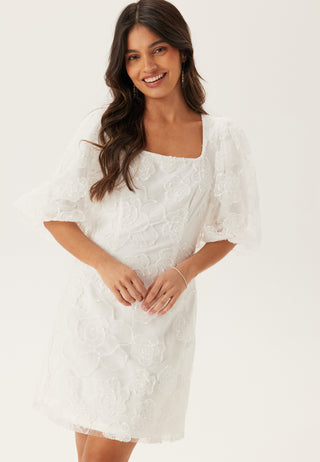 Puff Sleeve Embroidered Dress