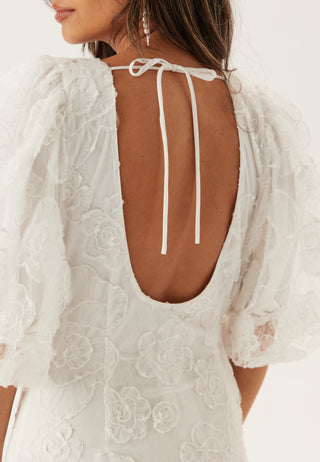 Puff Sleeve Embroidered Dress