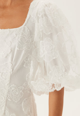 Puff Sleeve Embroidered Dress