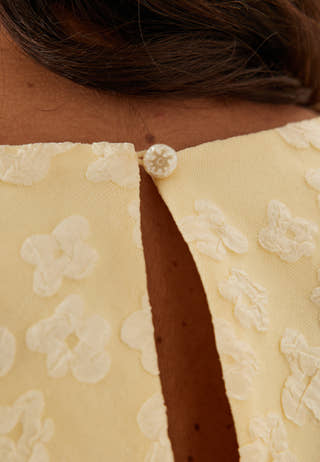 Puff Sleeve Jacquard Midi Dress