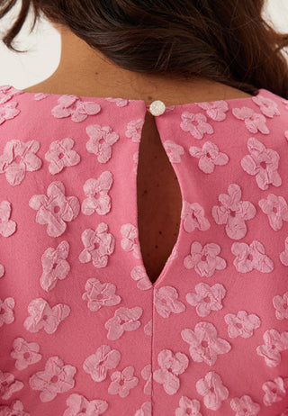 Puff Sleeve Jacquard Midi Dress