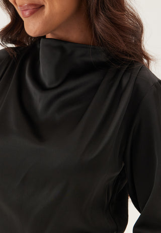 Satin High Collar Midi Dress