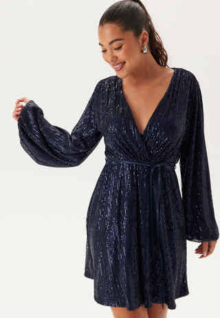 Sequin Balloon Sleeve Dress