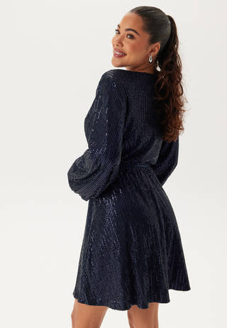 Sequin Balloon Sleeve Dress