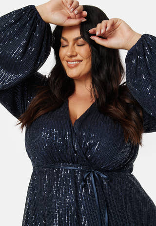 Sequin Balloon Sleeve Dress