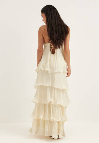 Shimmer Flounce Maxi Skirt