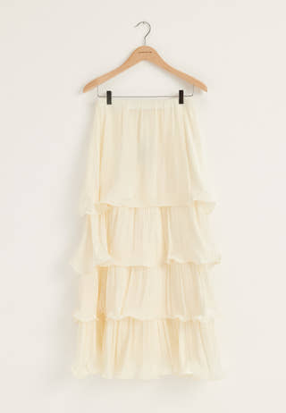 Shimmer Flounce Maxi Skirt