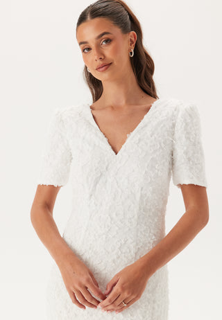 Short Sleeve 3D Floral Wedding Gown