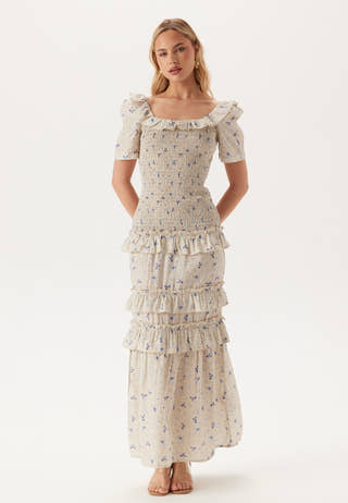 Short Sleeve Frill Maxi Dress