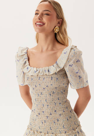 Short Sleeve Frill Maxi Dress