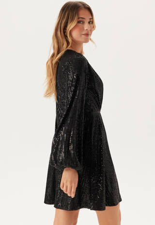 Sequin Balloon Sleeve Dress