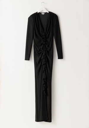 Sparkling Low V-neck Slit Gown