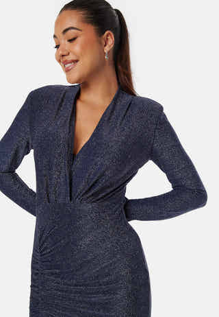 Sparkling Ruched Slit Gown