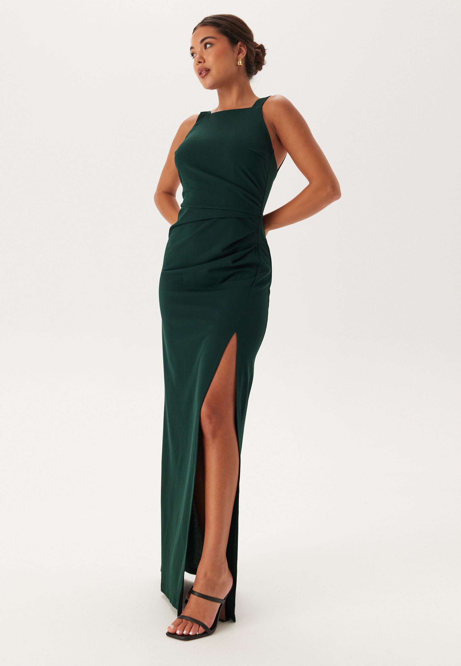 Bubbleroom occasion Square Neck Slit Maxi Dress Bridesmaid dresses Green Bubbleroom occasion Square Neck Slit Maxi Dress Bridesmaid dresses Green