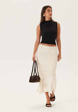 Straight Ankle Sequin Skirt
