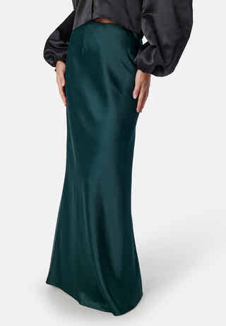 Straight Satin Maxi Skirt