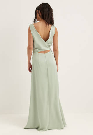 Tie Back Shawl Satin Dress