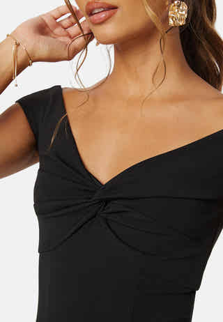 Twist Off Shoulder Gown