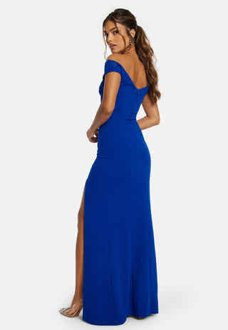 Twist Off Shoulder Gown