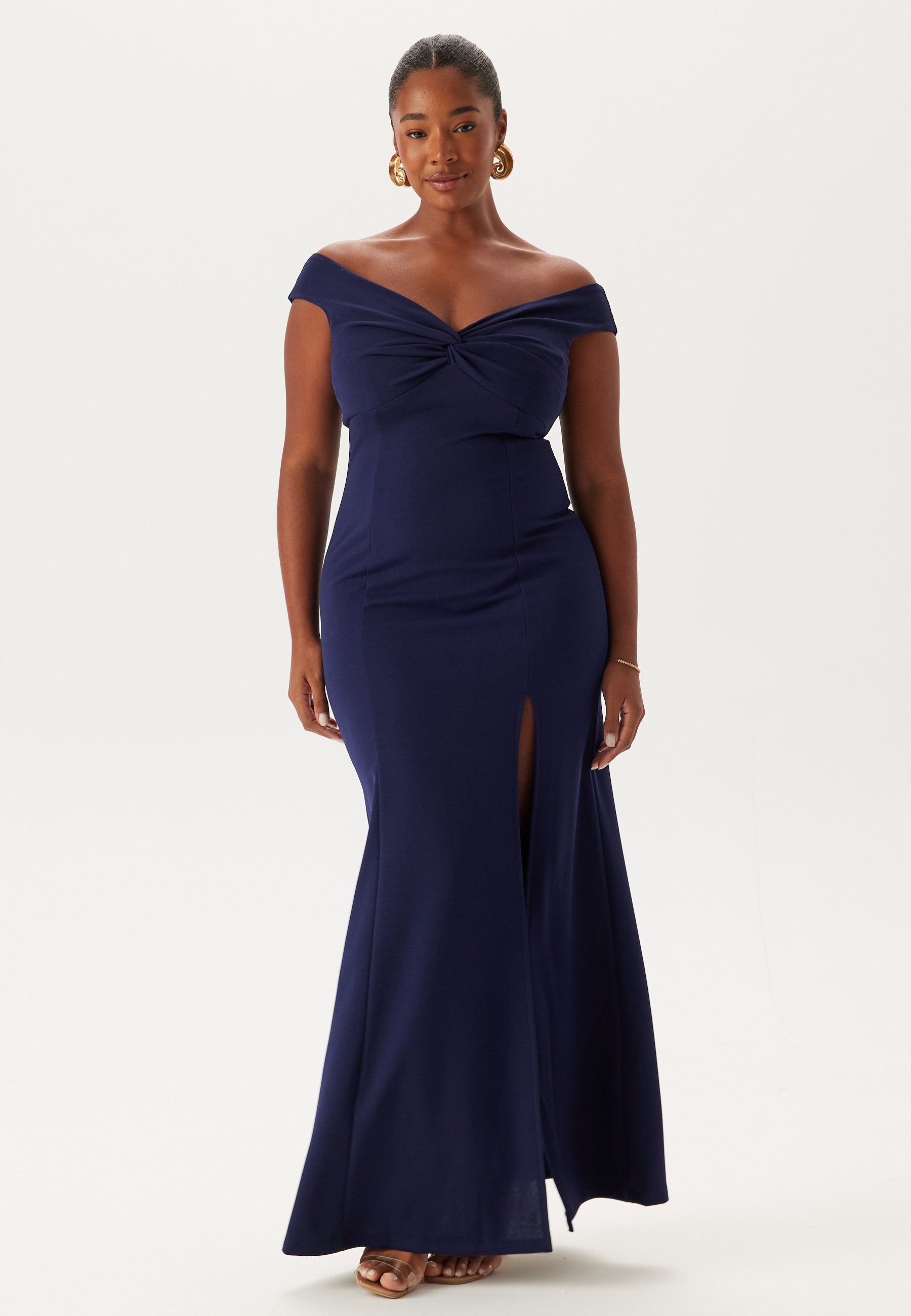 twist off shoulder dress Sorority Formal Dress | Arabella Twist Shoulder Maxi Dress