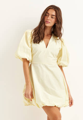 V-neck Bubble Hem Short Dress