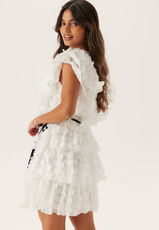 V-neck Frill Floral Dress