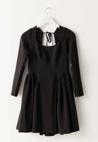 Volume Skirt Long Sleeve Mini Dress