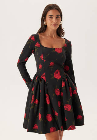 Volume Skirt Long Sleeve Mini Dress