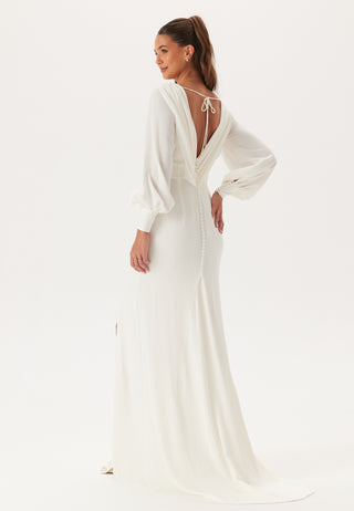Waterfall Back Satin Wedding Gown