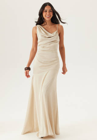 Bubbleroom occasion – Waterfall Mermaid Satin Gown – Beige – Beige