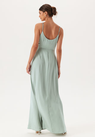 Waterfall Slit Satin Gown