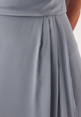 Waterfall Slit Satin Gown