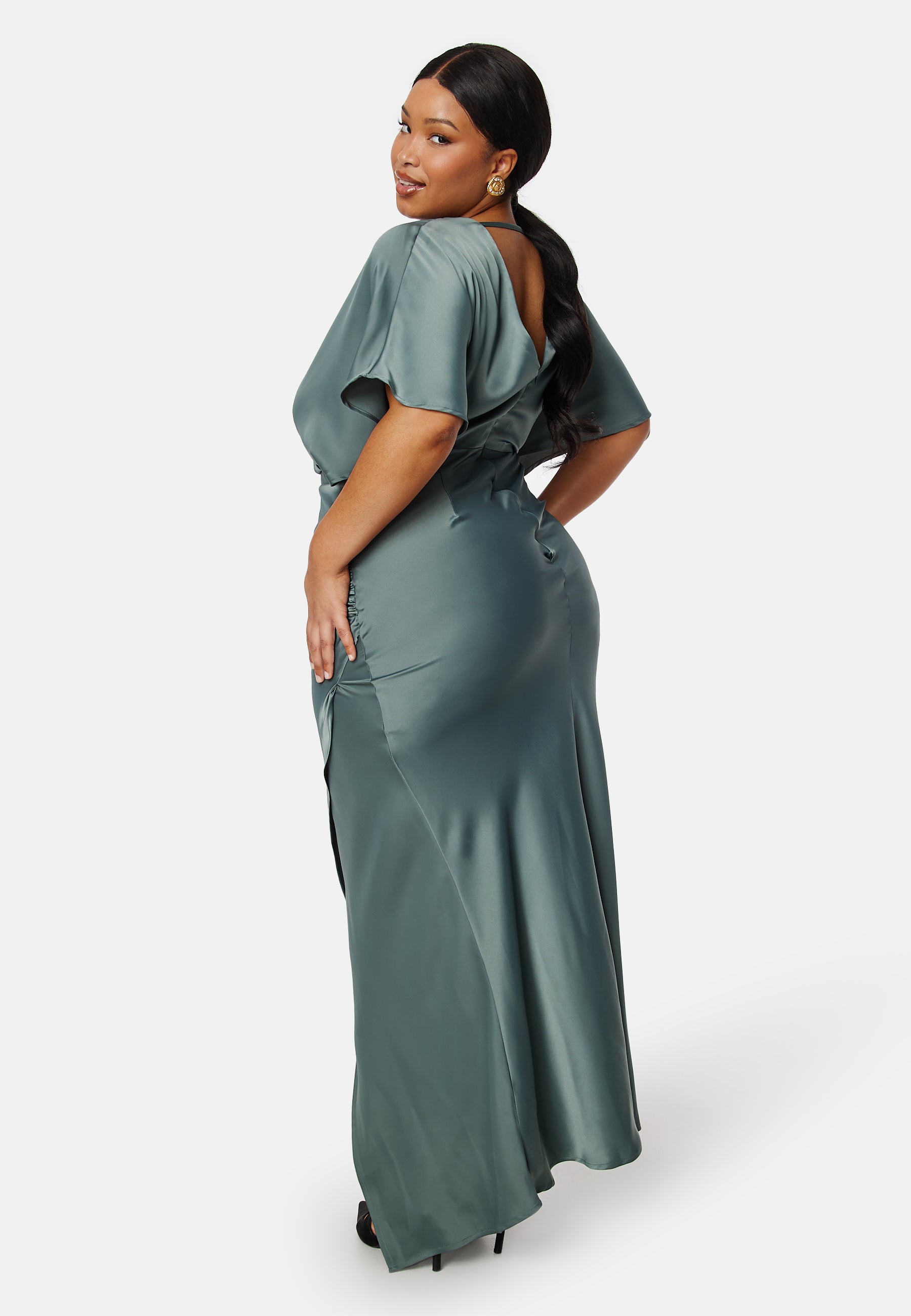Bubbleroom occasion Wrap Satin Gown + SIZES Green Bubbleroom occasion Wrap Satin Gown + SIZES Green