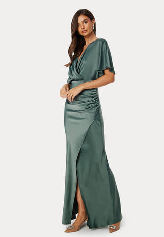 Bubbleroom occasion Wrap Satin Gown + SIZES Green Bubbleroom occasion Wrap Satin Gown + SIZES Green
