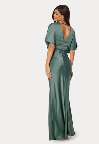 Bubbleroom occasion Wrap Satin Gown + SIZES Green Bubbleroom occasion Wrap Satin Gown + SIZES Green